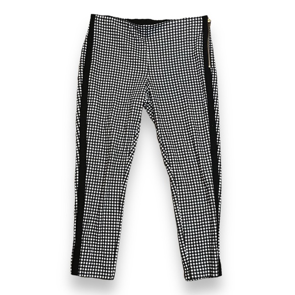 Michael Kors Black and White Cropped Ankle Pants with Side Stripe - Picture 1 of 6